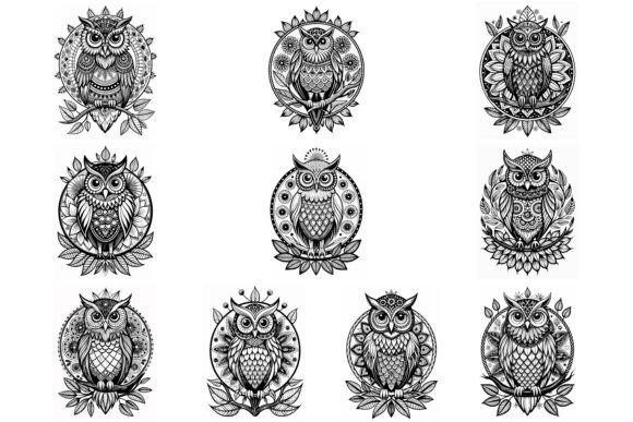 An Owl Mandala Illustration for Modern Graphics and Coloring Pages