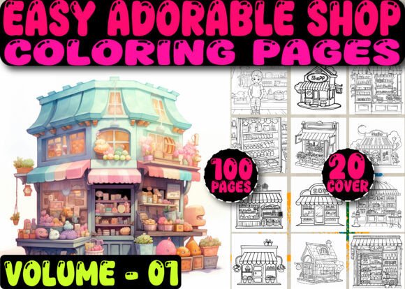Bold Easy Adorable Shop Coloring Pages for Commercial Graphics