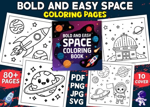 Bold Space Coloring Pages as Embroidery Inspiration