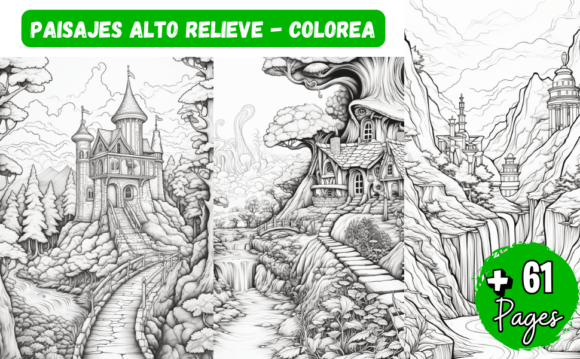 Paisajes Alto Relieve Colorea: Graphics for Coloring Pages & Commercial Products
