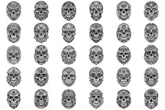 Skull Tattoo Coloring Page Graphics for Crafting